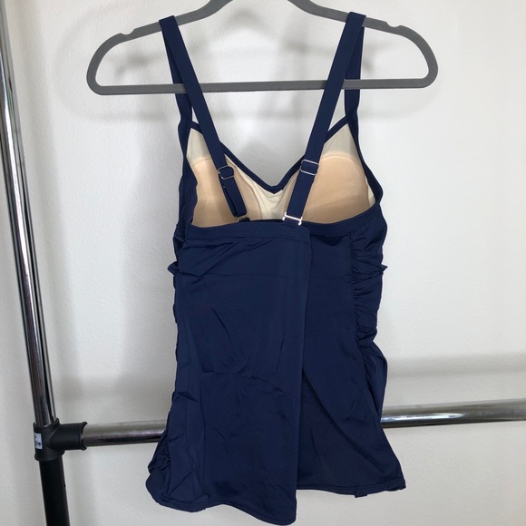 Denim & Co. Beach Twist Front Tankini with Skirt, Navy, Plus 18 - Picture 8 of 8